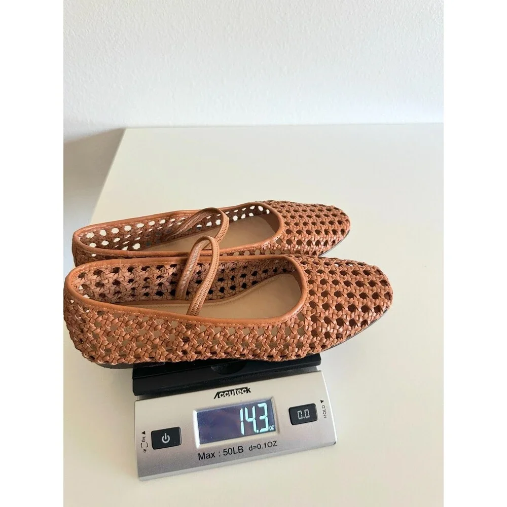 Madewell Women's The Greta Ballet Flats Desert Camel Open Weave Slip On Size 9.5